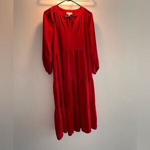 Entro Vibrant Red Long Sleeve Dress